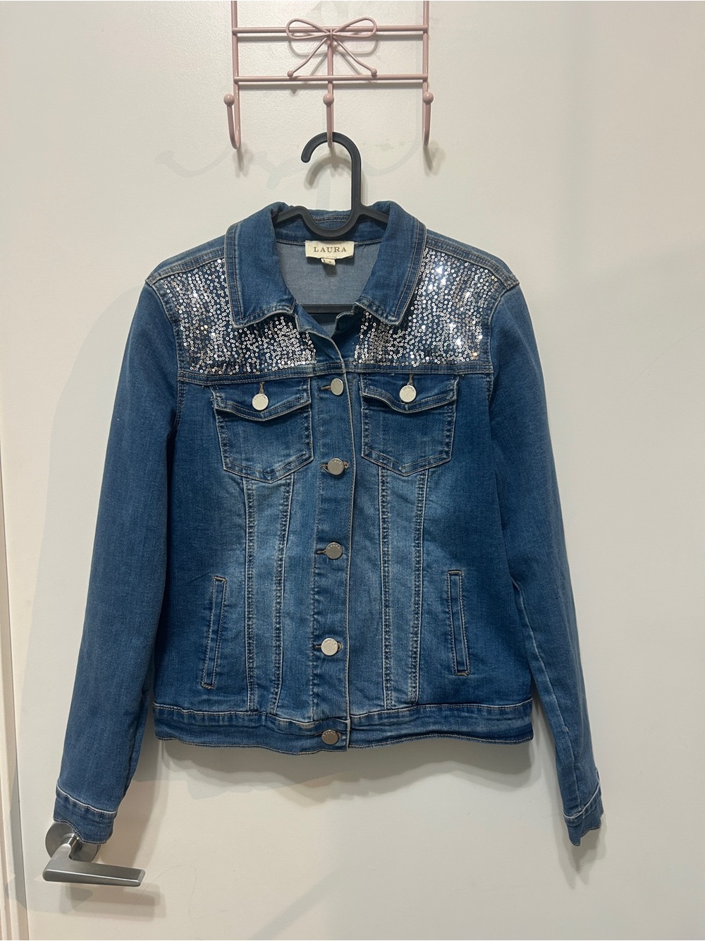 Laura Blue Denim Jacket with Sequin Yoke
